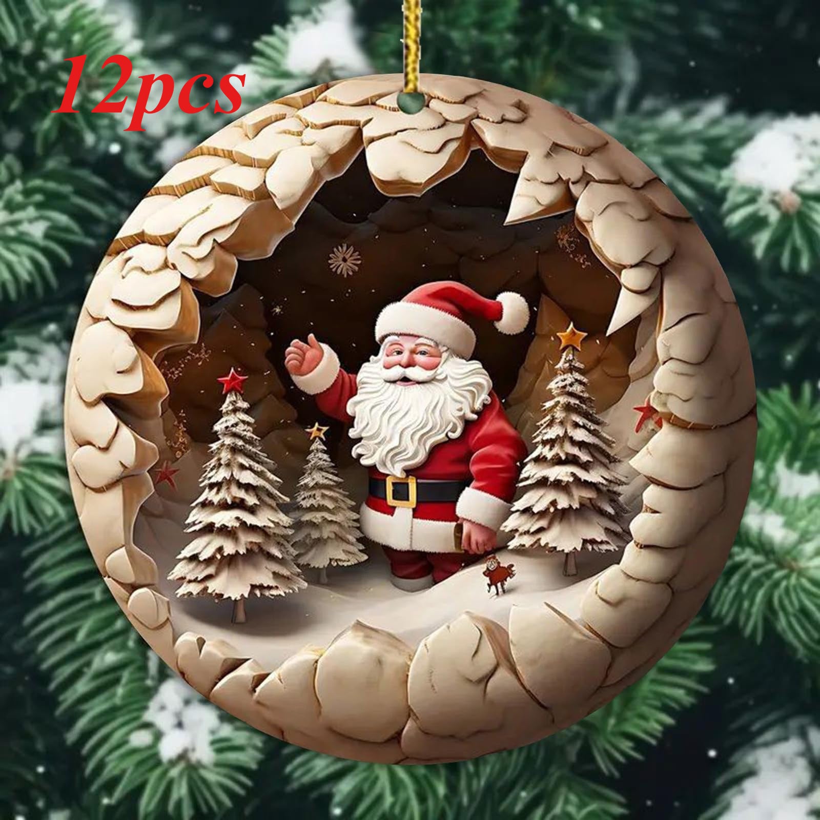 3D Santa Wooden Ornaments for Christmas Tree & Home Decor - Perfect Holiday Gift, Wall Hanging Decoration, Party & Festive Plaque 3D Santa Wooden Ornaments for Christmas Tree & Home Decor - Perfect Holiday Gift, Wall Hanging Decoration, Party & Festive Plaque
